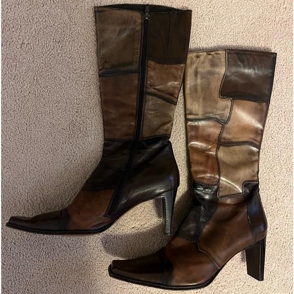 Women’s Zita Maria patchwork leather boots with side zipper. Size 8.5 - Picture 3 of 10